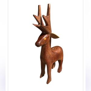 Vintage Carved Wood Reindeer.